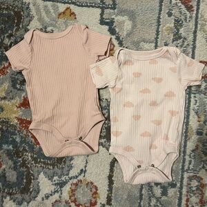 Cloud Island Pink Ribbed Baby Onesies Set
